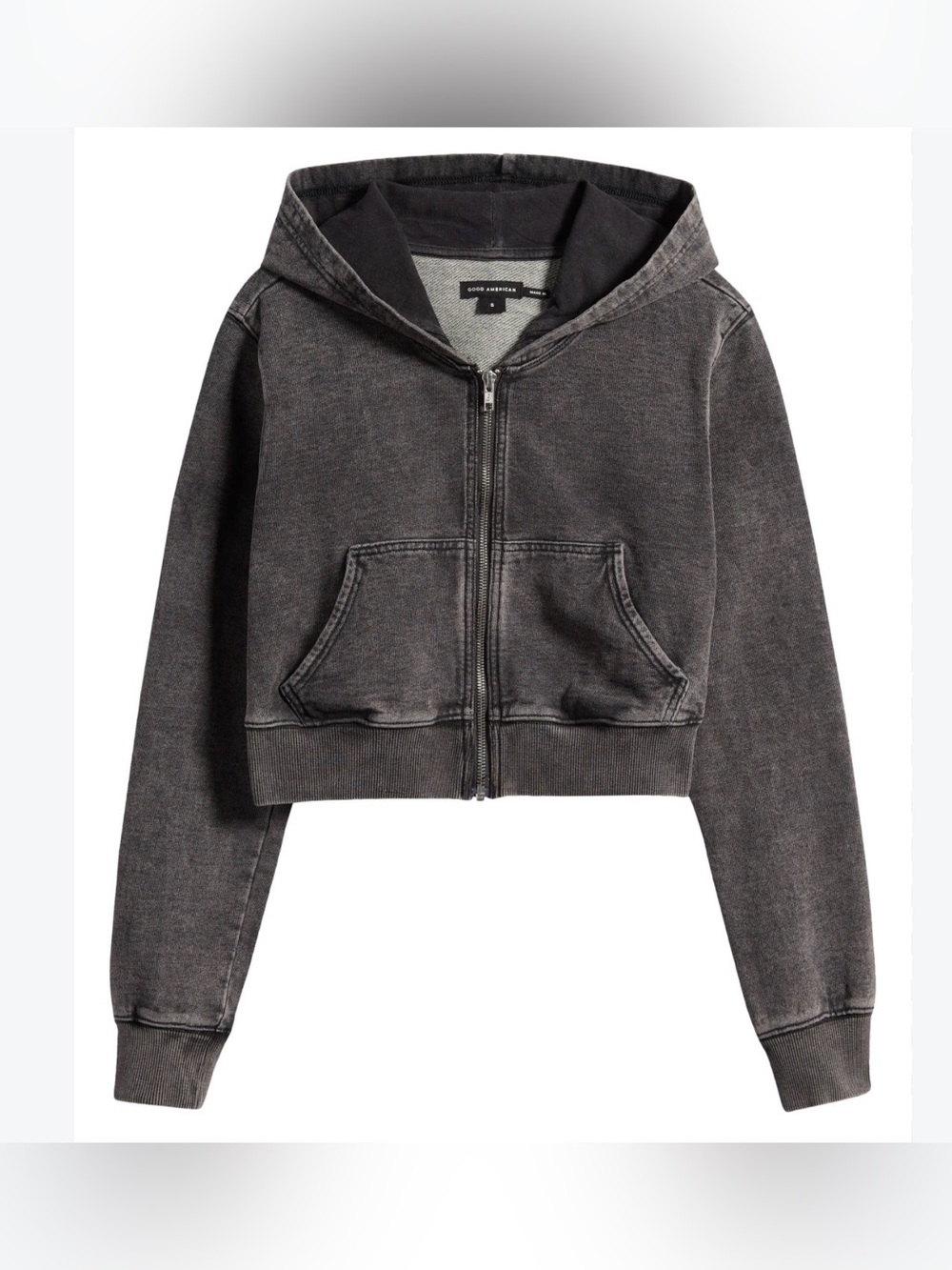 Good American Jeanius Crop Zip Hoodie Size XSmall